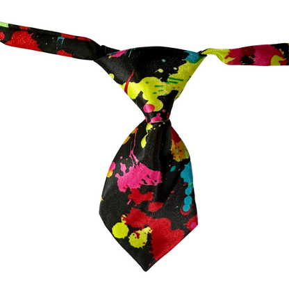 Silky Adjustable Business Tie  | Dogs and Cats | Rainbow Stripe