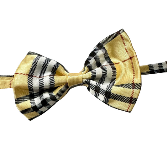 Silky Adjustable Bow Tie  | Dogs and Cats | Beige Tartan