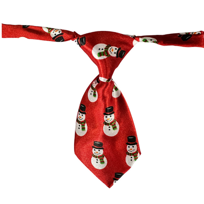 SILKY ADJUSTABLE BUSINESS TIE  | Dogs and Cats | RED WHITE STRIPES