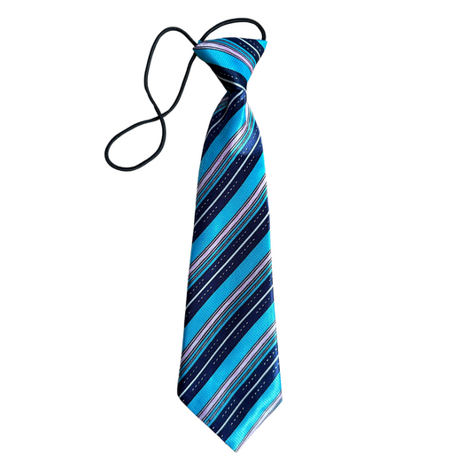 Silky Elastic Business Tie  | Large Dogs | Blue Stripes