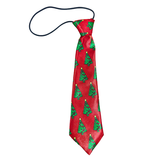 Silky Elastic Business Tie | Large Dogs | Christmas red Christmas Tree