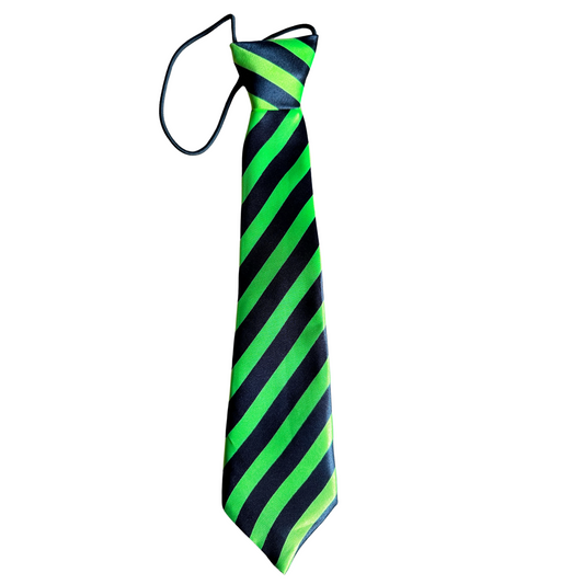 Silky Elastic Business Tie  | Large Dogs | Green and Black Stripes