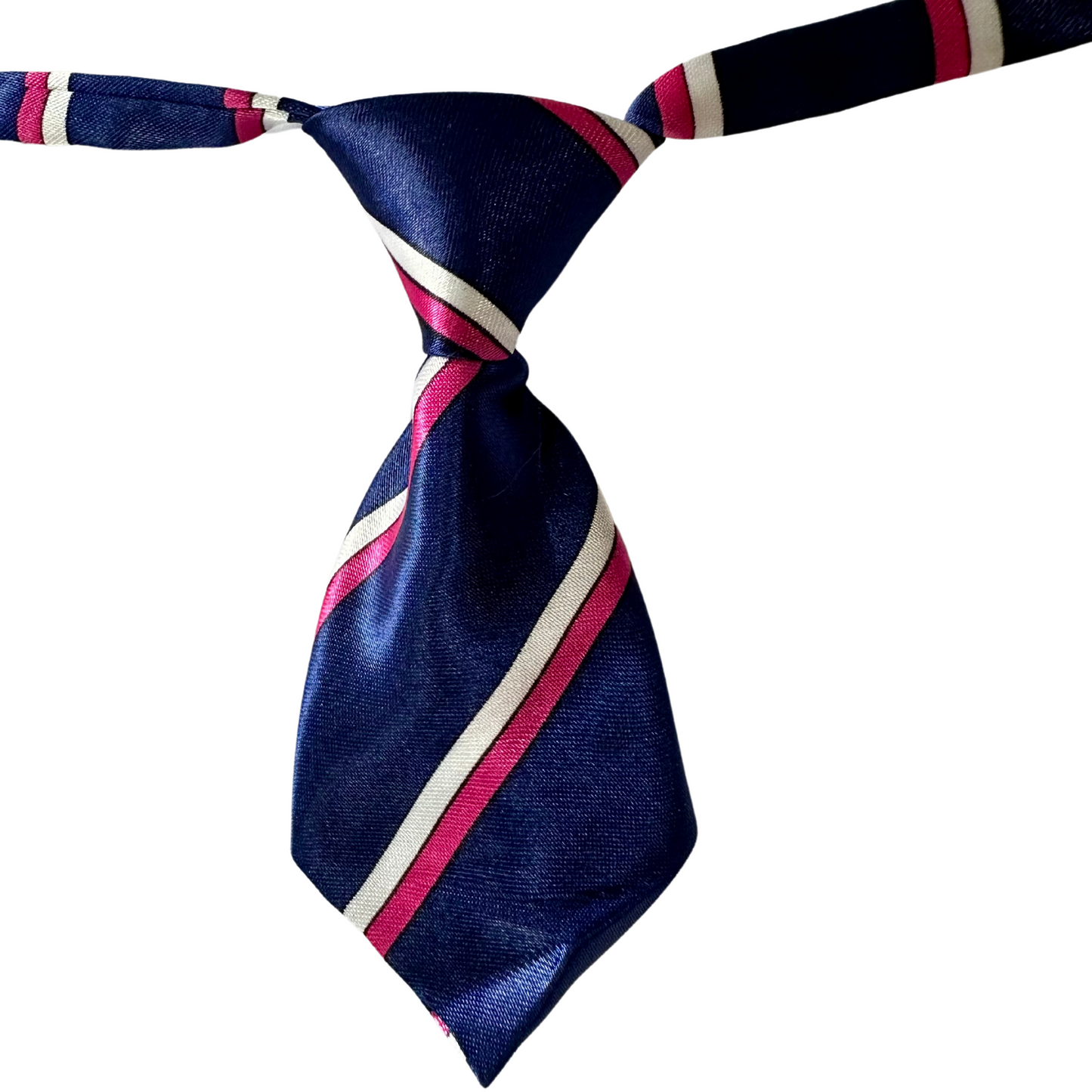 Silky Adjustable Business Tie | Dogs and Cats | Purple Blue Beige Stripe