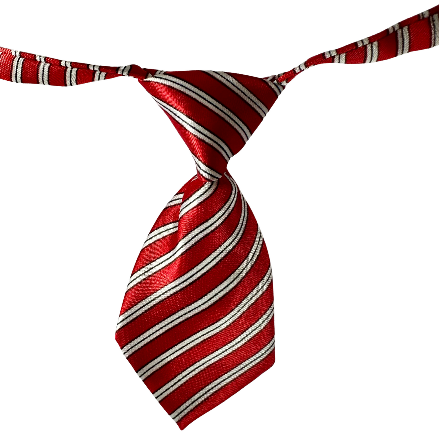 SILKY ADJUSTABLE BUSINESS TIE  | Dogs and Cats | RED WHITE STRIPES