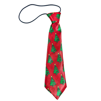 Silky Elastic Business Tie  | Large Dogs | Christmas Red Snowman
