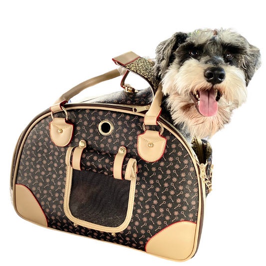 Faux Leather Handbag Carrier | Dogs & Cats | Brown